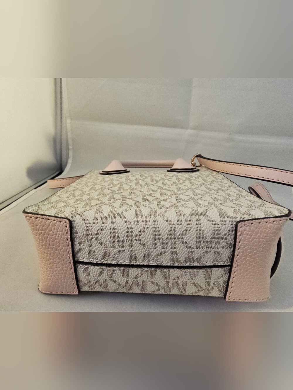 Michael Kors Cream and Pink Signature Mini Crossbody Tote - Picture 7 of 9